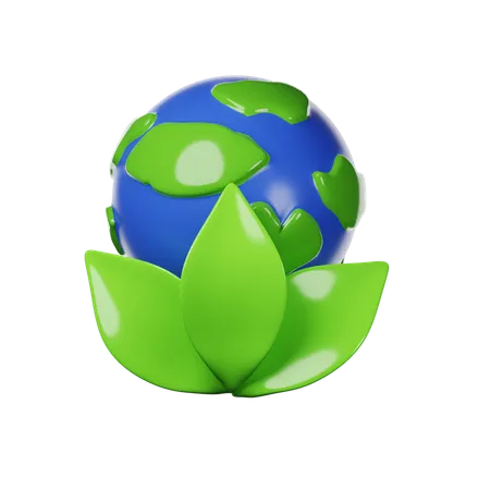 Earth And Leaf  3D Icon