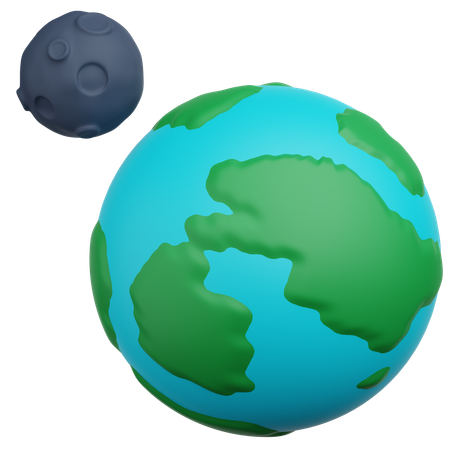 Earth And Moon  3D Icon