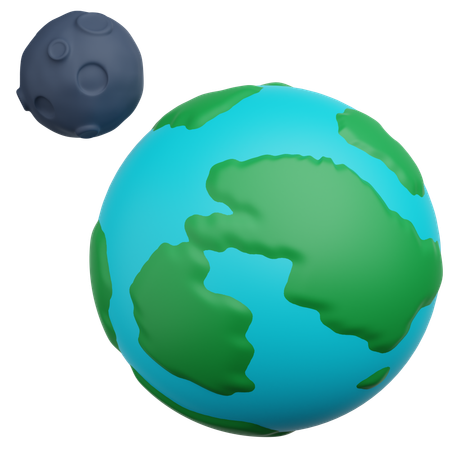 Earth And Moon  3D Icon