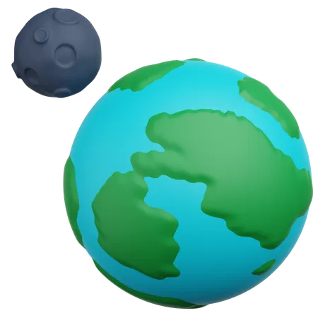 Earth And Moon  3D Icon