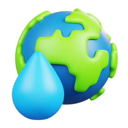 Earth And Water Drop  3D Icon