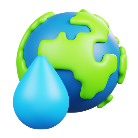 Earth And Water Drop  3D Icon