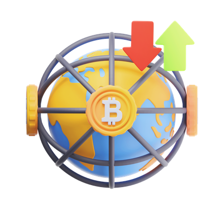Earth Bitcoin  3D Icon