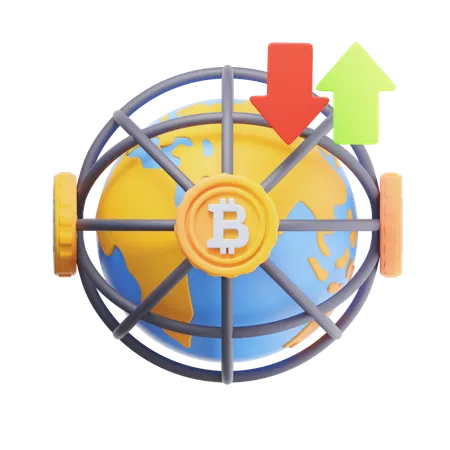 Earth Bitcoin  3D Icon