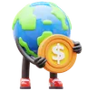 Earth Character Holding Coin