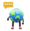 Earth Character Holding Communication Balloon