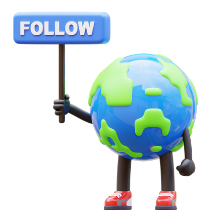 Earth Character Holding Communication Balloon  3D Illustration