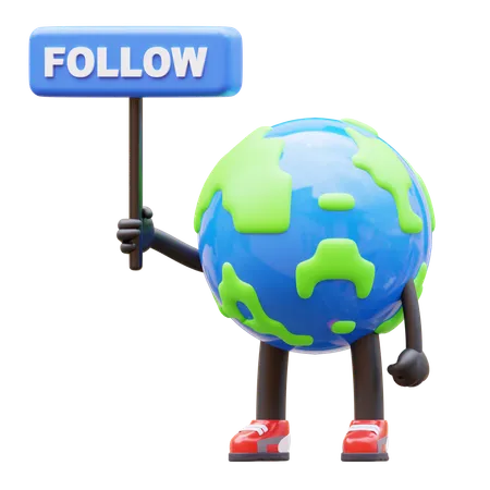 Earth Character Holding Communication Balloon  3D Illustration