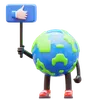 Earth Character Holding Like Sign