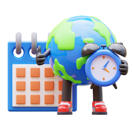 Earth Character Making A Schedule For Deadline  3D Illustration