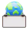 Earth Character Presenting Blank Paper Board