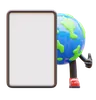 Earth Character Presenting Blank Paper Board