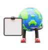 Earth Character Presenting Blank Paper Board