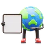 Earth Character Presenting Blank Paper Board