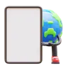 Earth Character Presenting Blank Paper Board