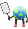 Earth Character Presenting Blank Paper Board