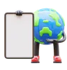 Earth Character Presenting Blank Paper Board