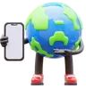 Earth Character Presenting Blank Smartphone Screen