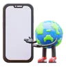 Earth Character Presenting Blank Smartphone Screen