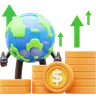 Earth Character Showing Money Graph Rising Up