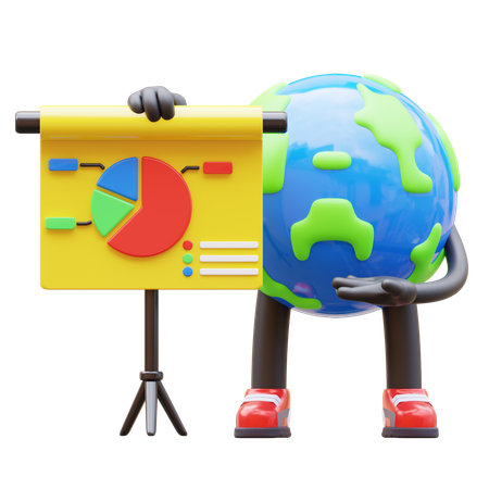 Earth Character Showing Presentation  3D Illustration