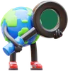Earth Character With Magnifying Glass