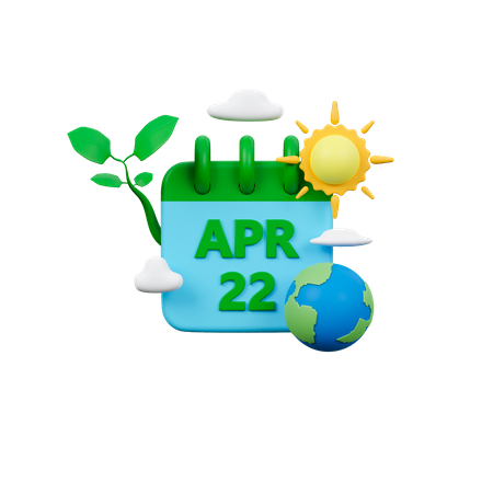 Earth Day Calendar  3D Icon