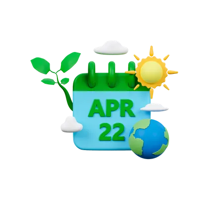 Earth Day Calendar  3D Icon