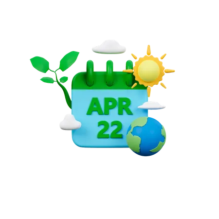 Earth Day Calendar 3 D Icon 3D Icon