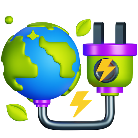 Earth Electric Fuel  3D Icon