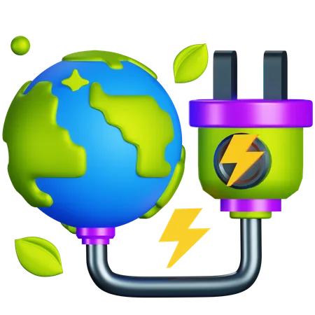 Earth Electric Fuel  3D Icon