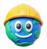 earth emoji with safety helmet