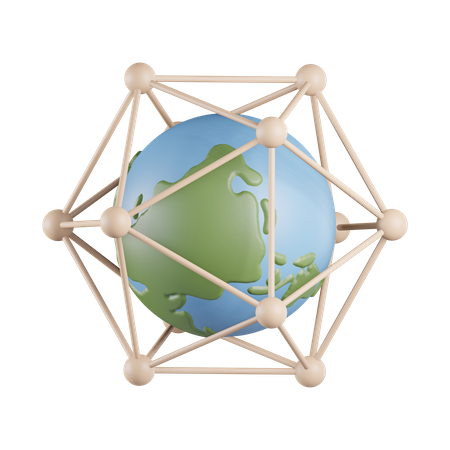 Earth Global Network  3D Icon