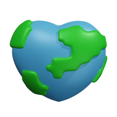 Earth Heart  3D Icon
