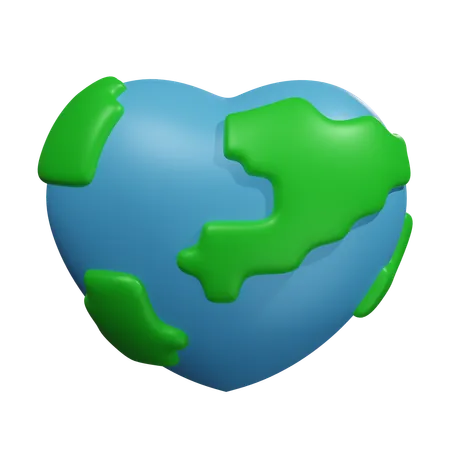 Earth Heart  3D Icon