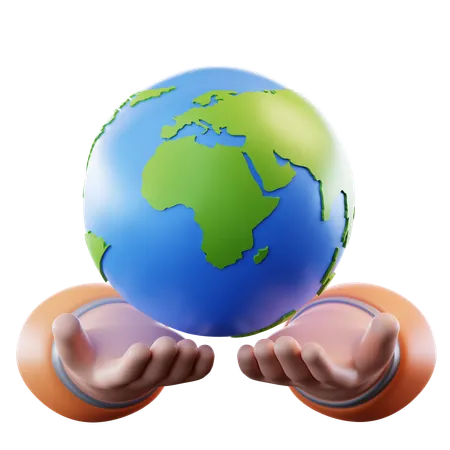 Earth Holding Hand  3D Icon