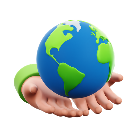 Earth Holding Hand  3D Icon