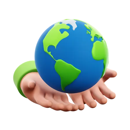 Earth Holding Hand  3D Icon