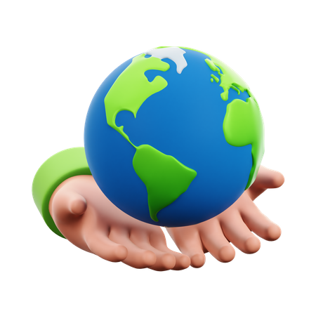 Earth Holding Hand 3D Icon