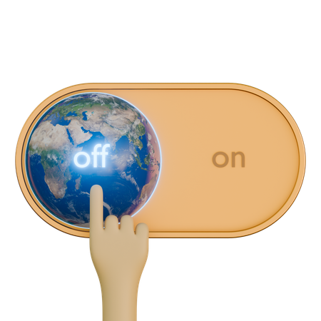 Earth Hour Slide Switch Button  3D Icon