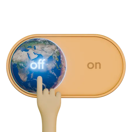 Earth Hour Slide Switch Button  3D Icon