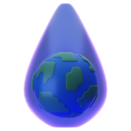 Earth In Water  3D Icon