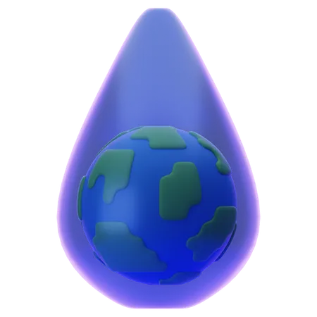 Earth In Water  3D Icon
