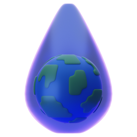 Earth In Water  3D Icon