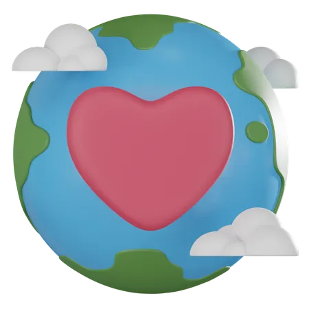 Heart And Earth A Powerful Symbol Of Eco Friendly Living Ideal For Projects Promoting Sustainability And Global Care 3 D Render Illustration 3D Icon