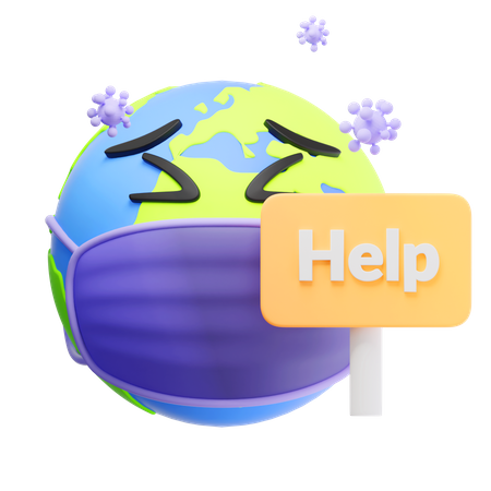 Earth Need Help Sign  3D Icon