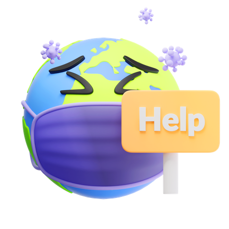Earth Need Help Sign 3D Icon