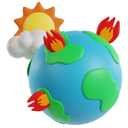 Earth On Fire Ecology In Crisis  3D Icon