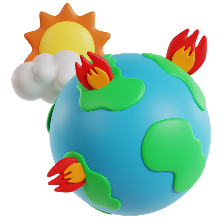 Earth On Fire Ecology In Crisis  3D Icon