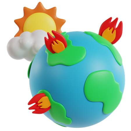 Earth On Fire Ecology In Crisis  3D Icon